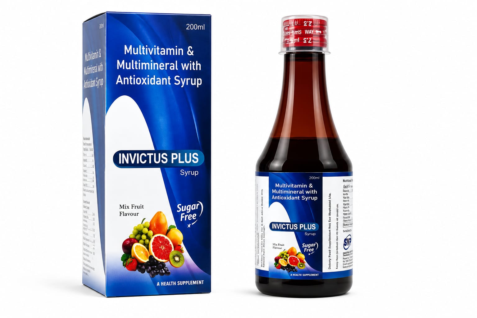 INVICTUS PLUS syrup bottle label